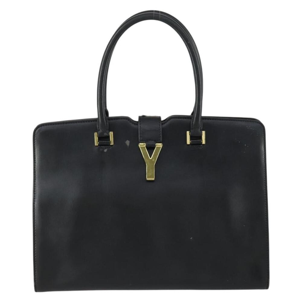 SAINT LAURENT Kabas Hand Bag Leather Black Gold Auth ki6216 - Picture 13 of 16